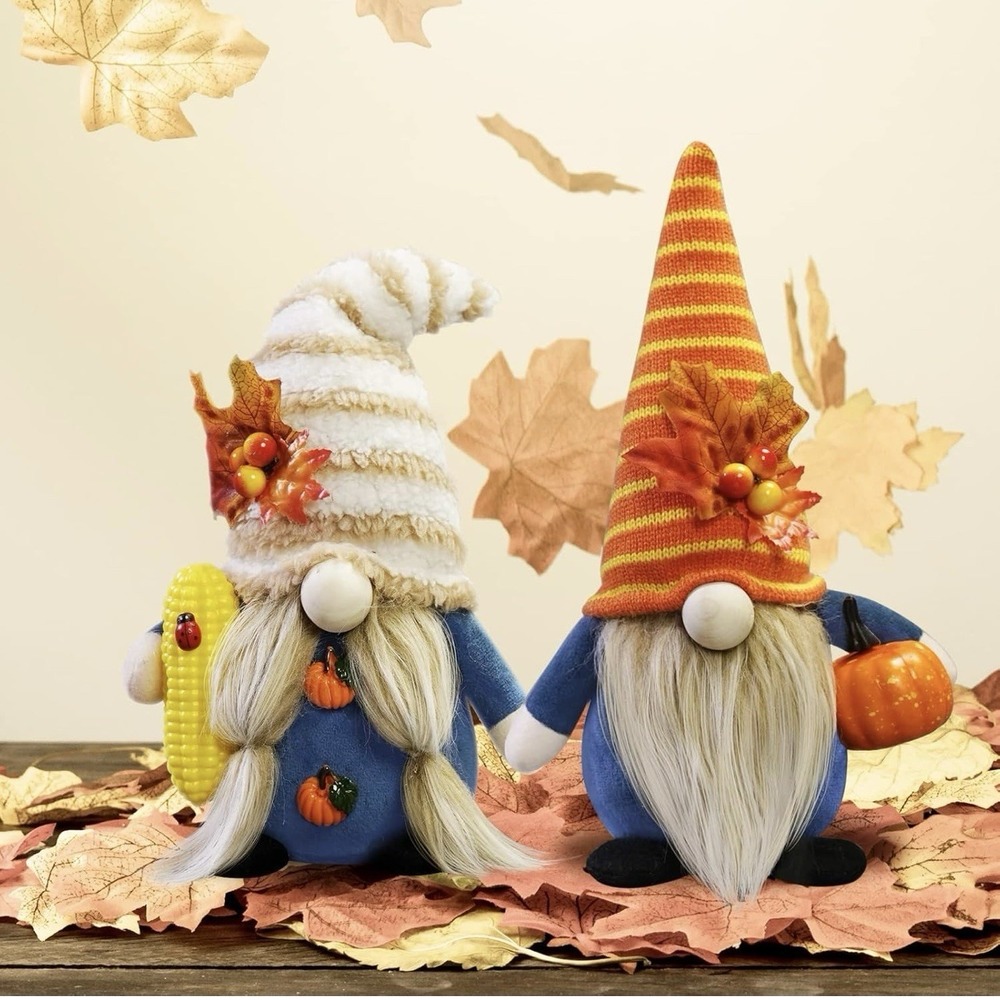 Thanksgiving Gnome Decorations 2Pack Handmade Fall Harvest Gnome Plush Swedis...
